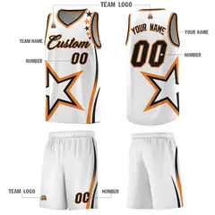 White Shoulder Stars Graffiti Pattern Basketball Jersey 5