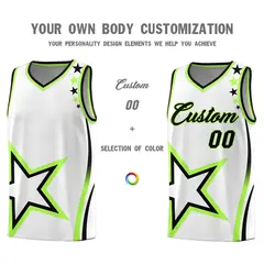 White Shoulder Stars Graffiti Pattern Basketball Jersey 3
