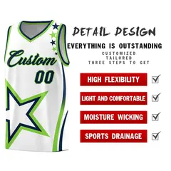 White Shoulder Stars Graffiti Pattern Basketball Jersey 2