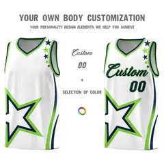 White Shoulder Stars Graffiti Pattern Basketball Jersey 3