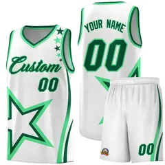White Shoulder Stars Graffiti Pattern Basketball Jersey 1