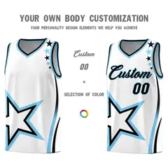 White Shoulder Stars Graffiti Pattern Basketball Jersey 3
