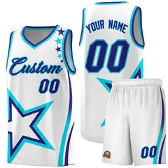 White Shoulder Stars Graffiti Pattern Basketball Jersey 1
