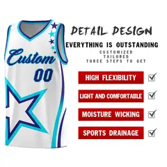 White Shoulder Stars Graffiti Pattern Basketball Jersey 2