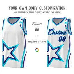 White Shoulder Stars Graffiti Pattern Basketball Jersey 3