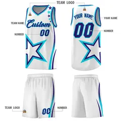 White Shoulder Stars Graffiti Pattern Basketball Jersey 5