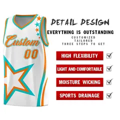 White Shoulder Stars Graffiti Pattern Basketball Jersey 2