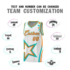 White Shoulder Stars Graffiti Pattern Basketball Jersey 4