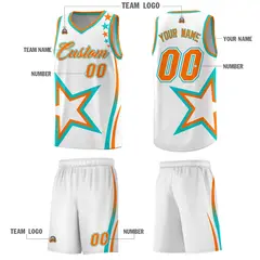 White Shoulder Stars Graffiti Pattern Basketball Jersey 5
