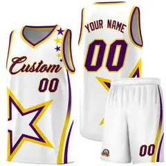 White Shoulder Stars Graffiti Pattern Basketball Jersey 1