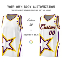 White Shoulder Stars Graffiti Pattern Basketball Jersey 3