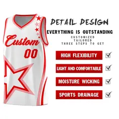 White Shoulder Stars Graffiti Pattern Basketball Jersey 2
