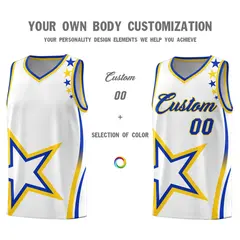 White Shoulder Stars Graffiti Pattern Basketball Jersey 3