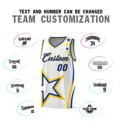White Shoulder Stars Graffiti Pattern Basketball Jersey 4