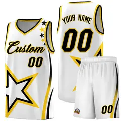 White Shoulder Stars Graffiti Pattern Basketball Jersey 1