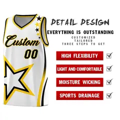 White Shoulder Stars Graffiti Pattern Basketball Jersey 2