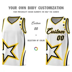 White Shoulder Stars Graffiti Pattern Basketball Jersey 3