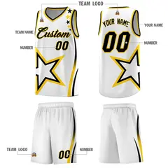 White Shoulder Stars Graffiti Pattern Basketball Jersey 5