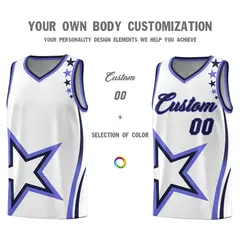 White Shoulder Stars Graffiti Pattern Basketball Jersey 3