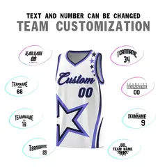 White Shoulder Stars Graffiti Pattern Basketball Jersey 4
