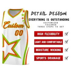 White Shoulder Stars Graffiti Pattern Basketball Jersey 2
