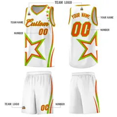 White Shoulder Stars Graffiti Pattern Basketball Jersey 5