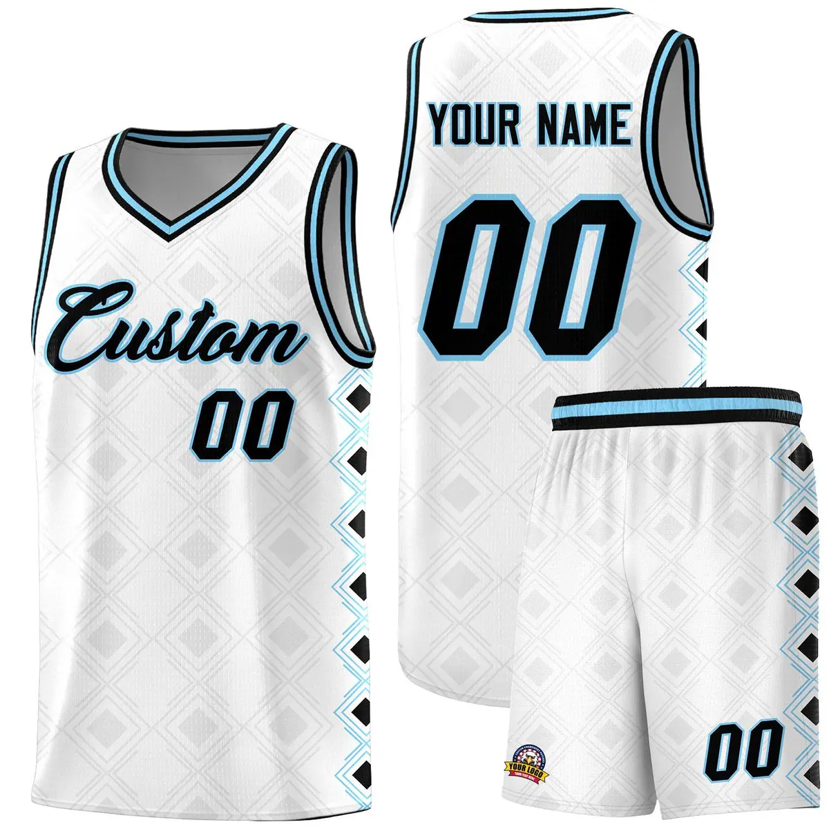 White Side Blocks Sports Uniform Basketball Jersey