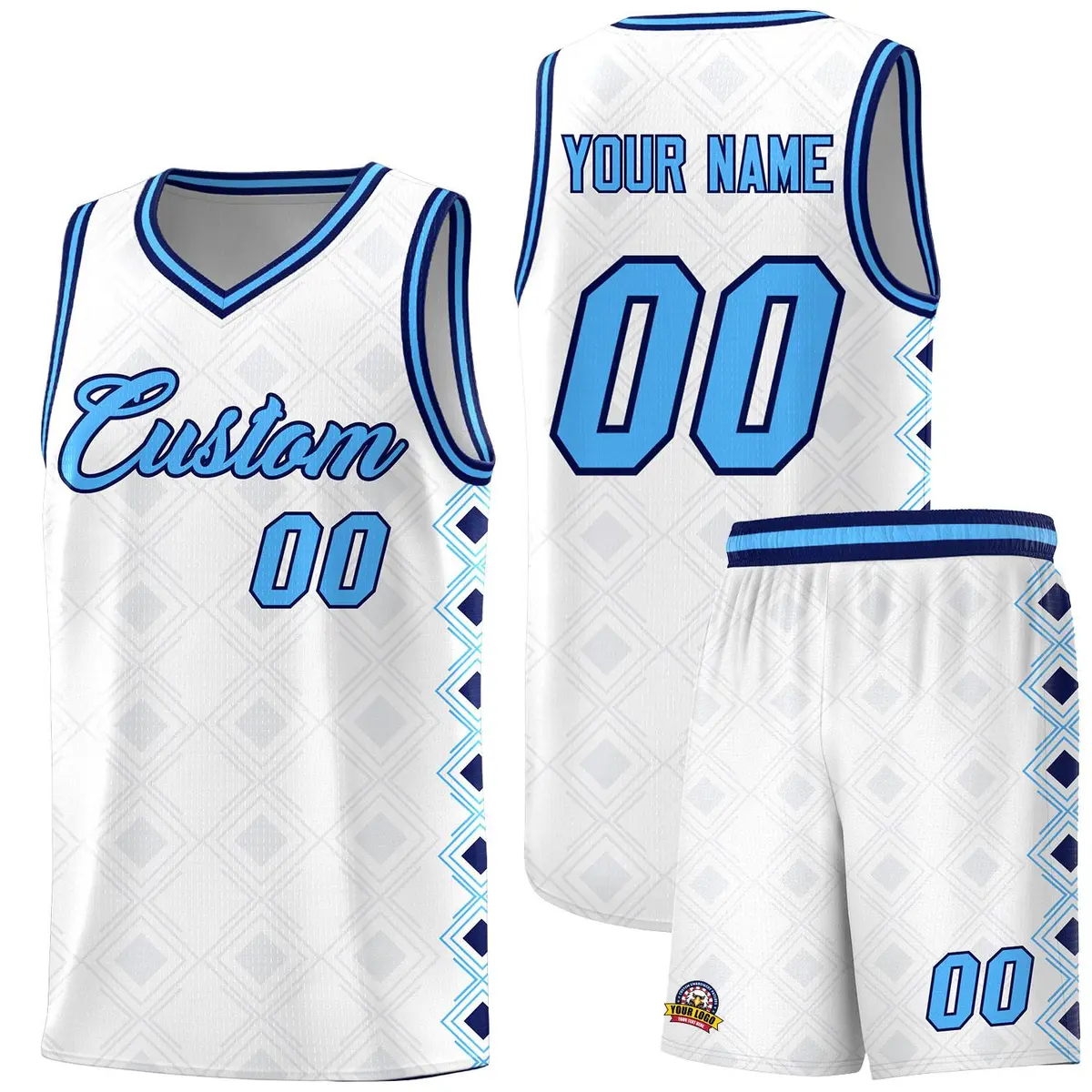 White Side Blocks Sports Uniform Basketball Jersey