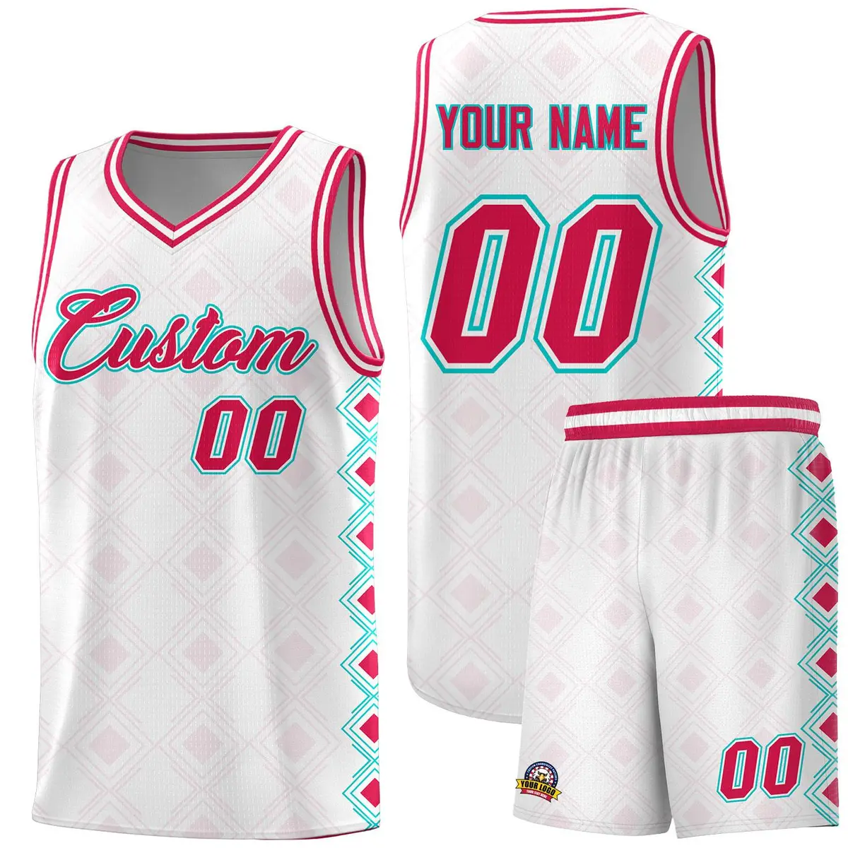 White Side Blocks Sports Uniform Basketball Jersey