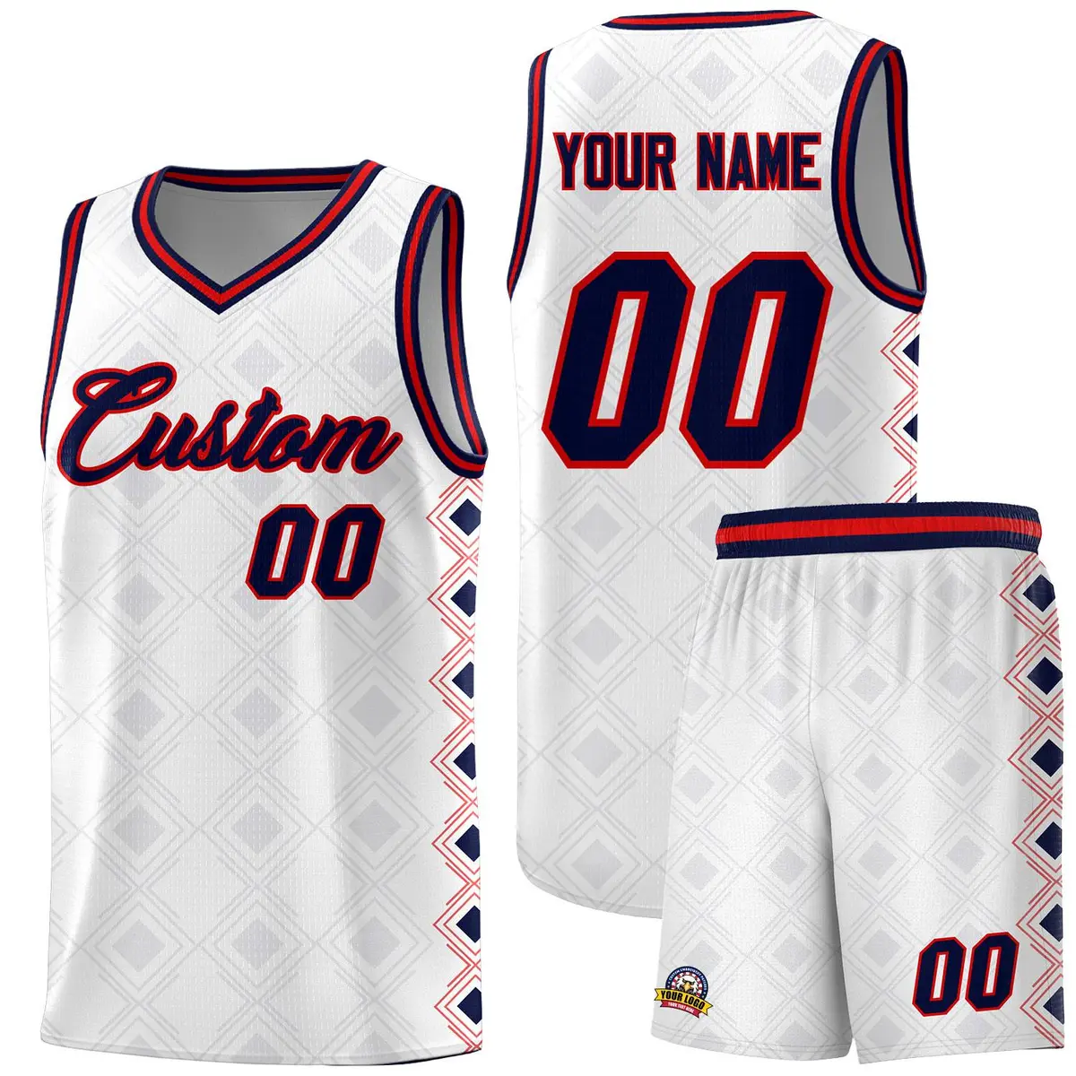 White Side Blocks Sports Uniform Basketball Jersey