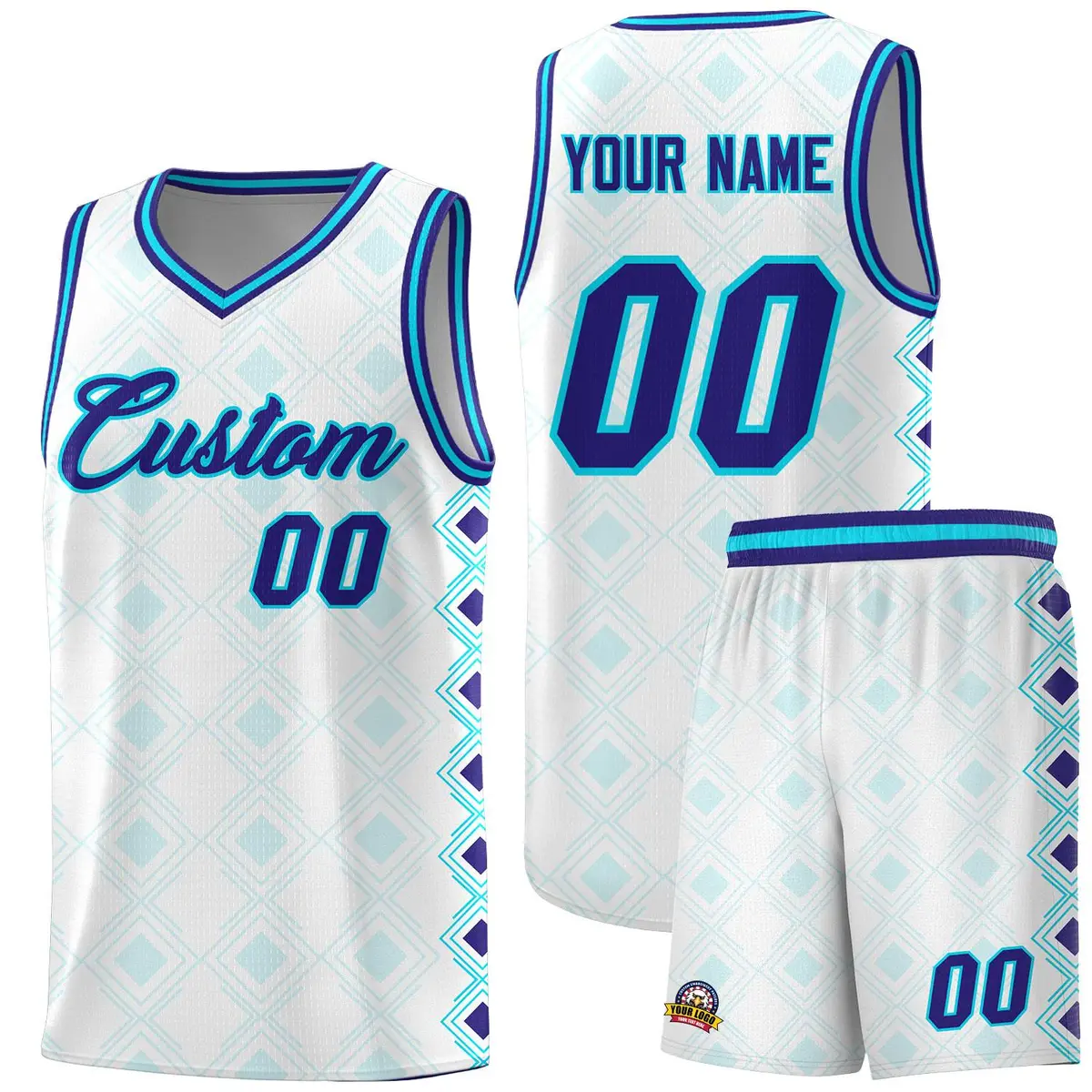 White Side Blocks Sports Uniform Basketball Jersey