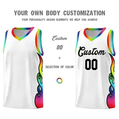 White Side Flame Pattern Fashion Sports Basketball Jersey 3