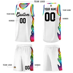 White Side Flame Pattern Fashion Sports Basketball Jersey 5