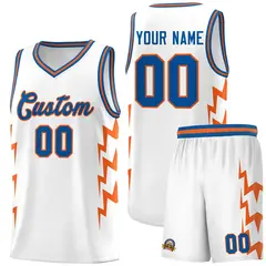 White Side Lightning Graffiti Basketball Uniform Jersey