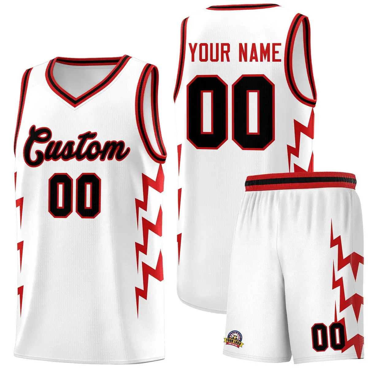 White Side Lightning Graffiti Basketball Uniform Jersey