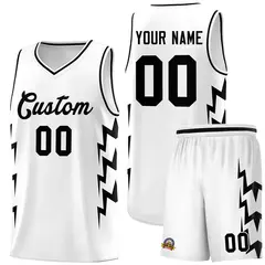 White Side Lightning Graffiti Basketball Uniform Jersey