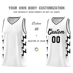 White Side Lightning Graffiti Basketball Uniform Jersey 3