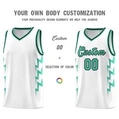 White Side Lightning Graffiti Basketball Uniform Jersey 3