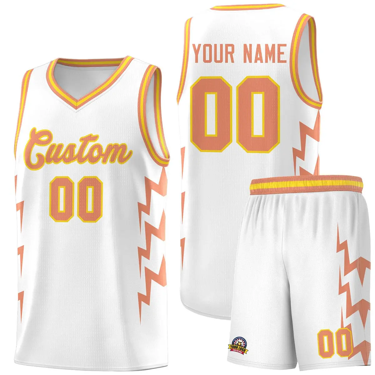 White Side Lightning Graffiti Basketball Uniform Jersey