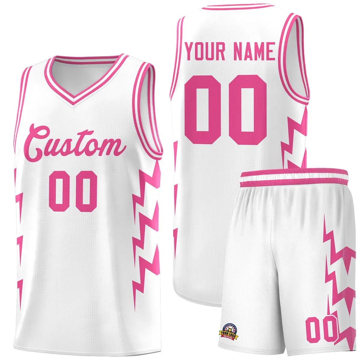 White Side Lightning Graffiti Basketball Uniform Jersey