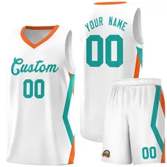 White Side Rhombus Graffiti Basketball Jersey Set