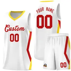 White Side Rhombus Graffiti Basketball Jersey Set