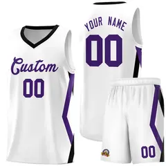 White Side Rhombus Graffiti Basketball Jersey Set