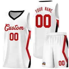 White Side Rhombus Graffiti Basketball Jersey Set