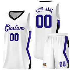 White Side Rhombus Graffiti Basketball Jersey Set