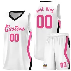 White Side Rhombus Graffiti Basketball Jersey Set 1
