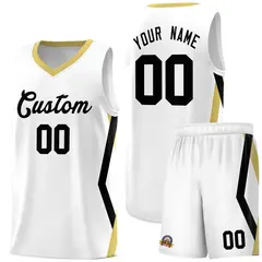 White Side Rhombus Graffiti Basketball Jersey Set