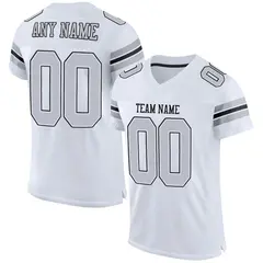White Silver-Black Classic Mesh Authentic Football Jersey 1