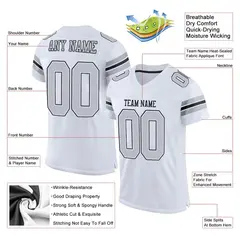 White Silver-Black Classic Mesh Authentic Football Jersey 2