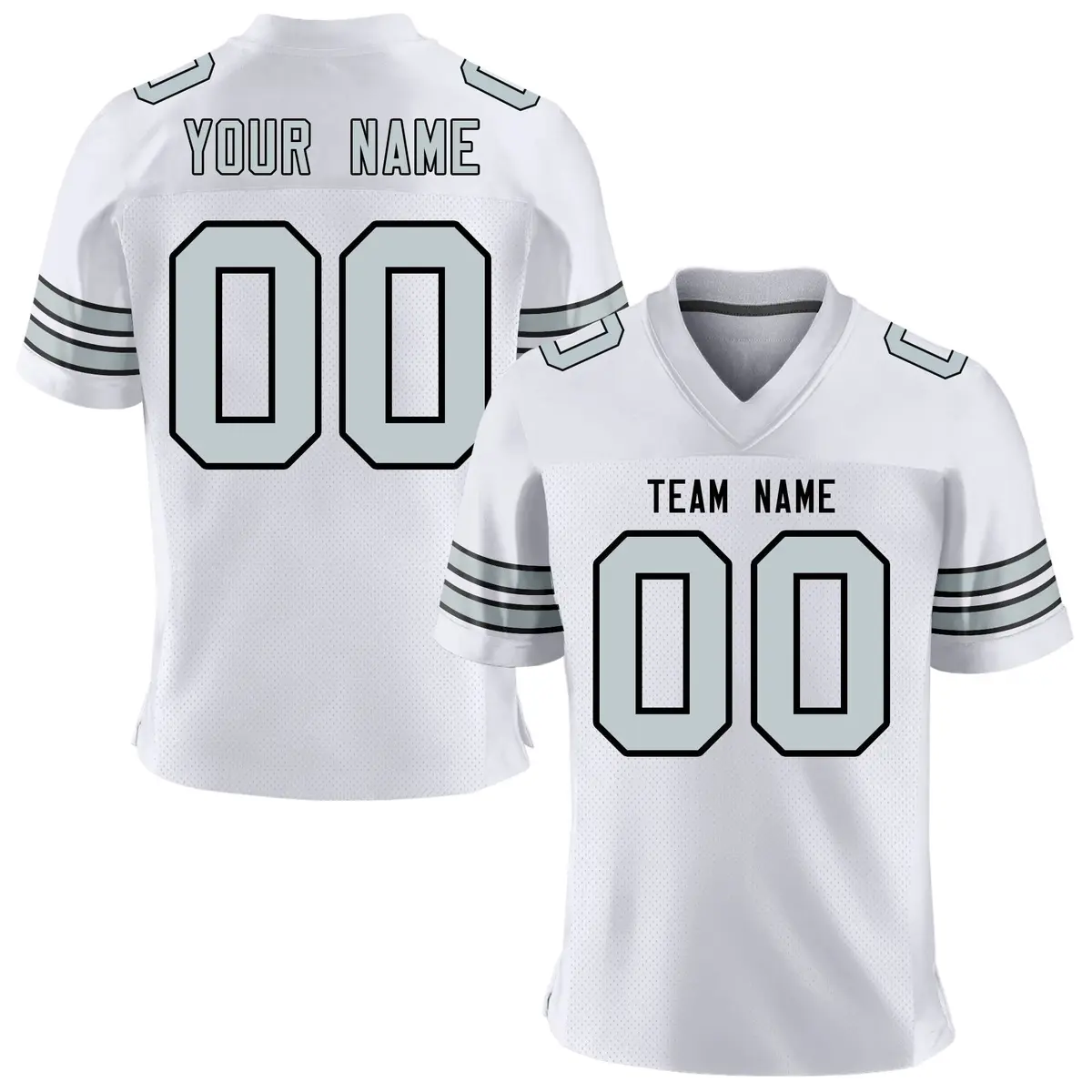 White Silver-Black Classic Mesh Authentic Football Jersey